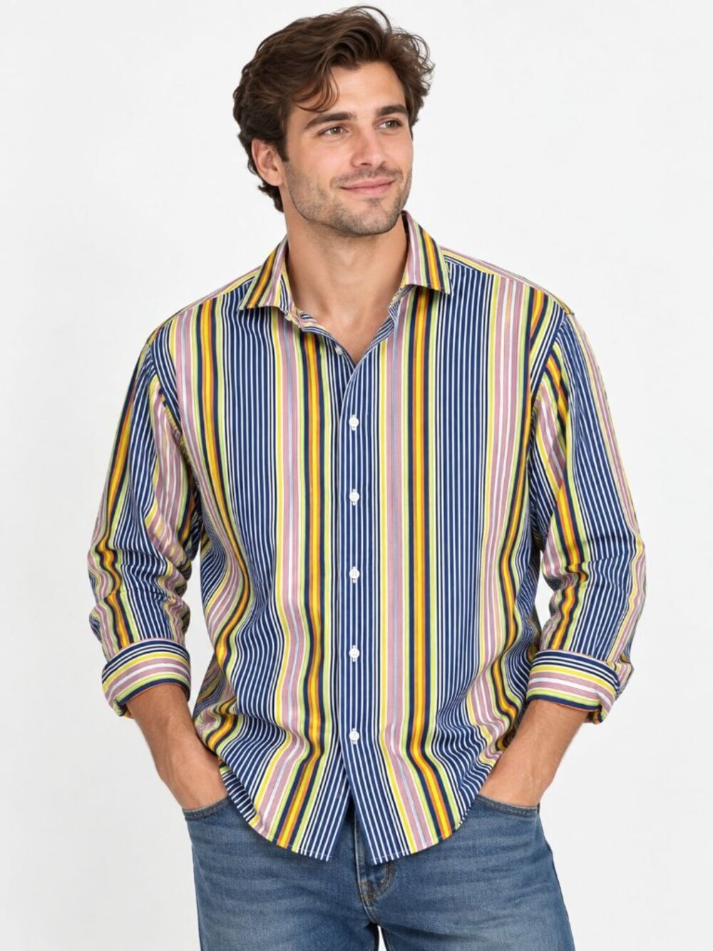 90s Polo Ralph Lauren Mens Multicolor Striped Button Down Shirt XL Cotton Vintag
